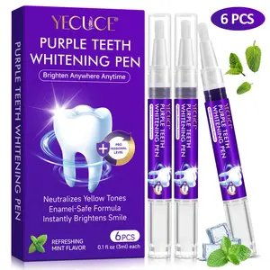 Yecuce Teeth Whitening Pen, Fresh Mint Flavor, Neutralizes Yellowing, Protects Enamel, Stain Removal Tooth Pen, 6-Pack, 3ML Each, Oral, Teeth Whitener Pen