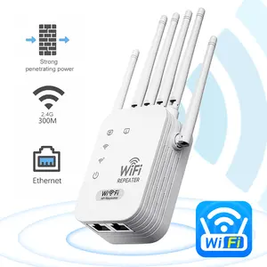 WiFi Extender 2.4GHz 300Mbps,Whole House Coverage,6-Antennas Strong Penetration Wireless Signal Repeater,Dua Modes Ethernet Port Signal Booster, Multi Device Support for Home Office Remote Work WiFi