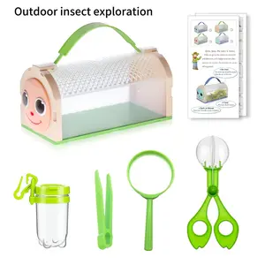 Outdoor Insect Adventure Set 5pcs Durable Plastic Bug Catching Toy with Butterfly Fishing Net Cage Observation Box for Student Exploration