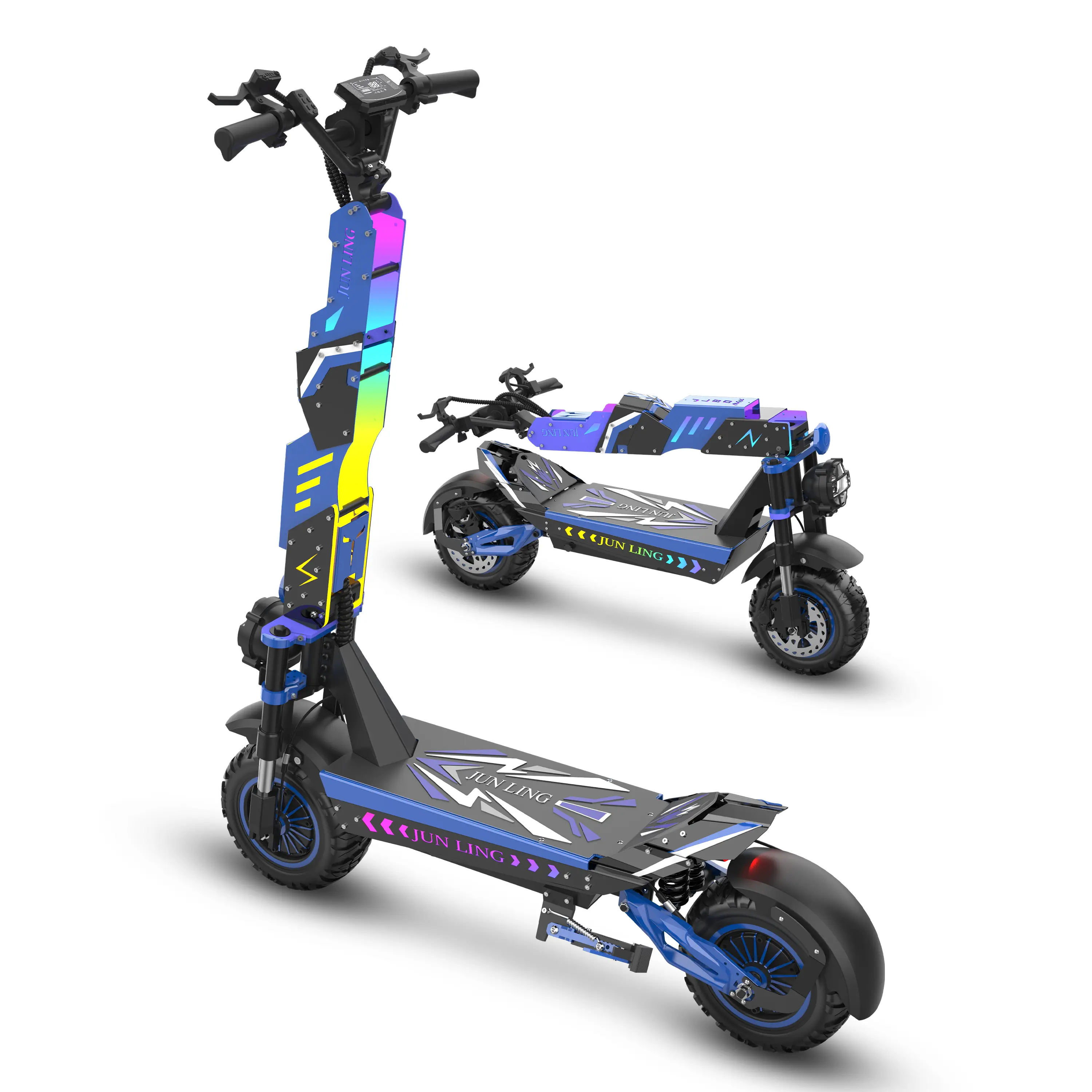 REDDYDY JL80 Bluetooth Light-Up Electric Scooter for Adults, 43 Mph Top Speed, 6000W Dual Motor, 52 Miles Max Range, 60V/30AH Battery, Dual Suspension Hydraulic Braking System, Foldable e-Scooter, High-bright dual LED headlight, Portable Speaker,Gift