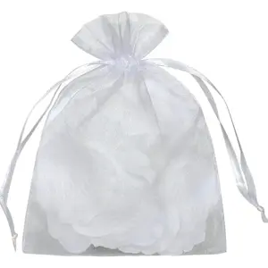6x9 50pcs White Sheer Organza Drawstring Bags for Jewelry Fruit Protection Wedding Party Favors 6x9 Inches Mesh Gift Bags