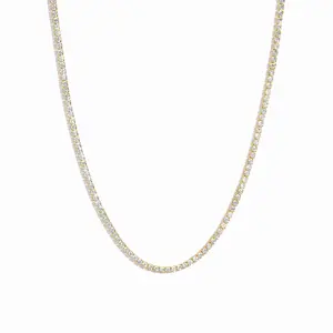 Sami Jewels 2mm Tennis Necklace for Women, 925 Sterling Silver Plated with 14k Gold, 12" + 3" Ext or 15" + 3" Extension Chain, Lobster Clasp Closure, Hypoallergenic and Nickel-free, Ideal for Everyday Wear