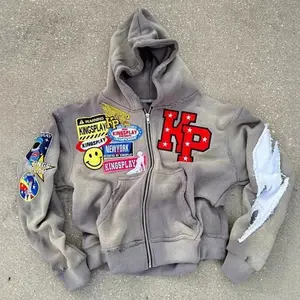Unisex Letter Print Fashion Hoodie Zipper Casual Jacket Y2K Hip Hop Harajuku Style Jacket
