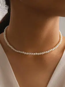 Unisex Faux Pearl Necklace, Simple Luxurious Design, Elegant Necklace, Perfect for Daily Wear and Parties, Ideal Gift for Loved Ones, All Season Accessory, Pearl Chain Necklace