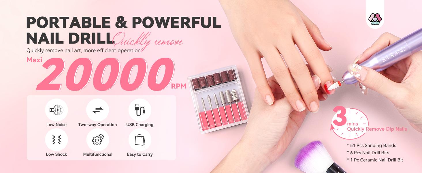 SAVILAND Dip Powder Nail Kit with Drill: 6 Color French Nail Art Perfect Beginners Set Features Pink Nude Glitter Clear Powder DIY Home Manicures SAVILAND Dip Powder Nail Kit with Drill: 6 Color French Nail Art Perfect Beginners Set Features Pink Nude Glitter Clear Powder DIY Home Manicures
