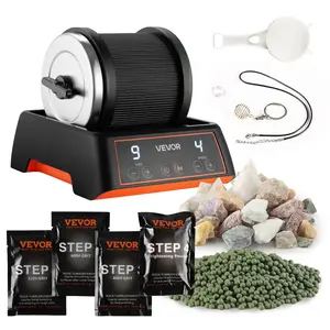 VEVOR Rock Tumbler Kit, Summervibes,Summervibes, 2 lbs Rock Polishing Kit, 4 Speed Settings 9-Day Polishing Timer Stone Polishing Kit, Rock Polisher with Rough Gemstones and Polishing Grits, Rock Polisher for Adults Kids