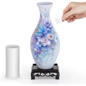 wowsome 3D Puzzle Vase for Adults,Puzzle Planter Pot for Women,3D Art Jar Puzzles for House Flowers Arrangements and Home Decoration (Roses and Butterflies)