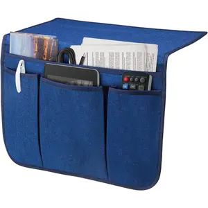 Bedside Storage Organizer Caddy Holds Magazine Phone Tablet iPad Remote for Home College Dorm Bed Sofa Bunk Bed (Classic Blue)