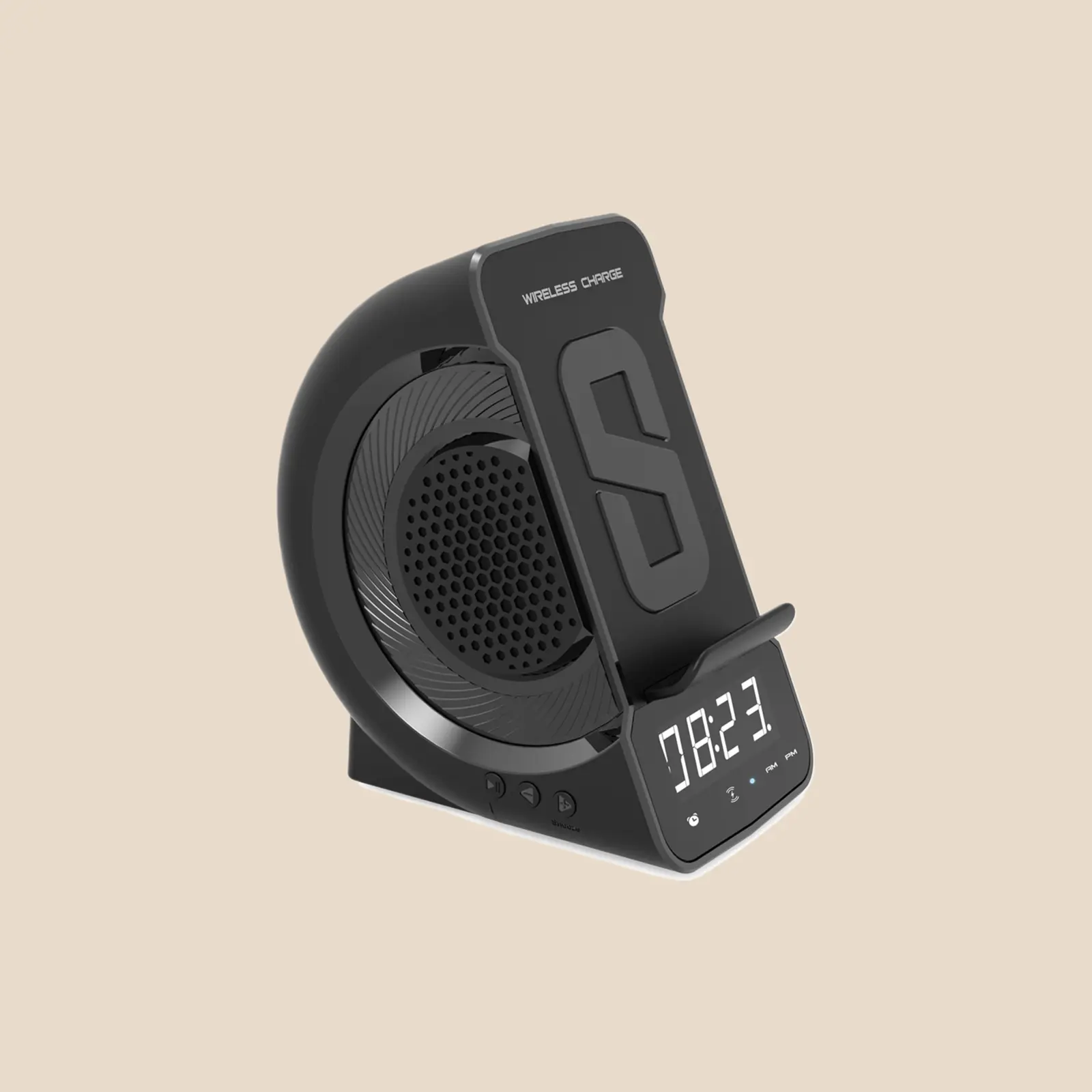 Private Model 3-in-1 Wireless Charging Bluetooth Speaker Bedside Wireless Charger Clock Alarm Clock Bluetooth Speaker