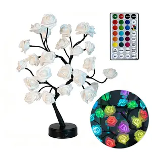 LED Rose Tree Lamp - USB-Powered Romantic Artificial Flower Night Light with Soft Glow, Home Decor, Mother's Day Gifts