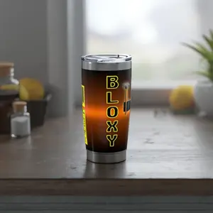 Roblox Bloxy Cola Tumbler Tumbler 20oz, Pixel Block Game Inspired Coffee Mug, 20oz Stainless Steel Tumbler Cup, Cute Construction Builder Character Graphic Flask, Yellow Neon Letter Stainless Steel Insulated Bottle, Gift for Hime