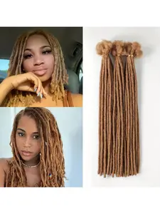 0.6cm Width 30 Strands 100% Real Human Hair Dreadlock Extensions for Man/Women Handmade Permanent loc Extensions Kinky Straight Bundles Can Be Dyed Bleached Curled(4-16 inch, #30)