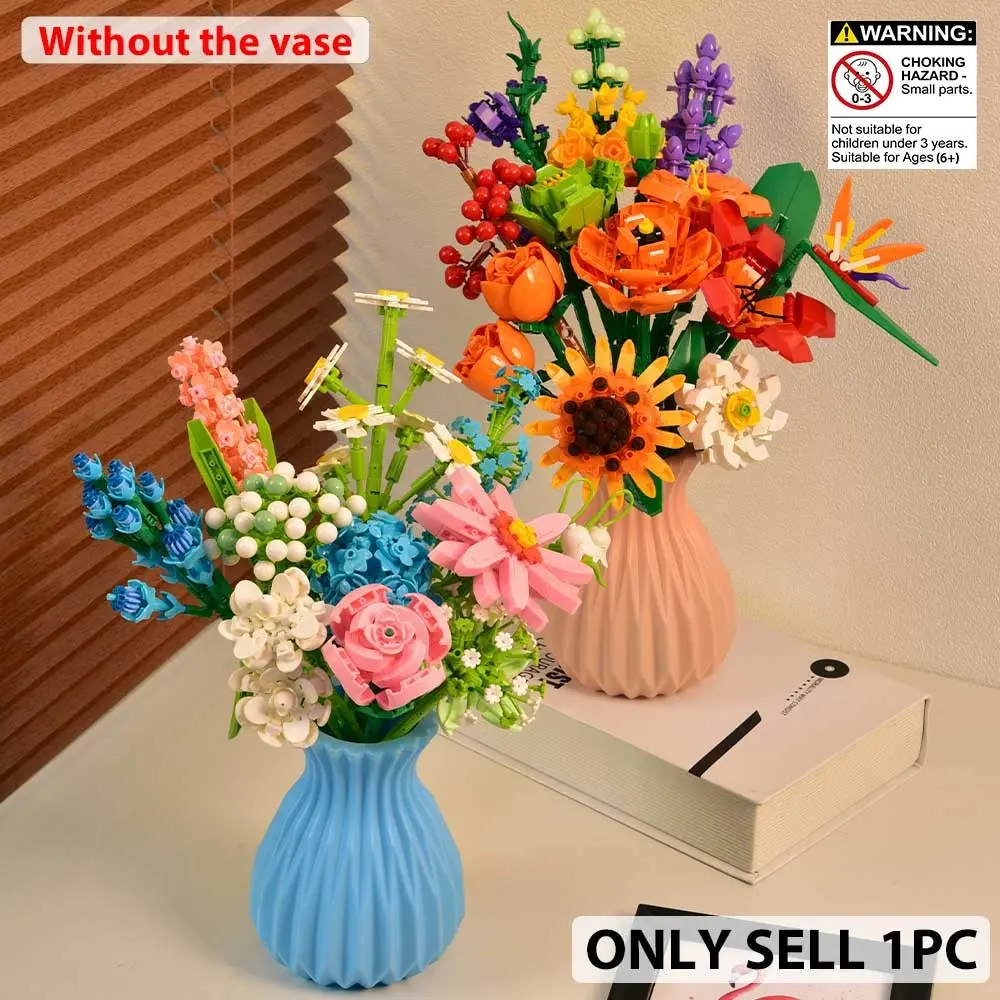 Eternal Flower Bouquet Set, Romantic Building Block Kit, Artificial Roses Bouquet, Perfect Gift for Kids & Adults, DIY Bouquets, Creative Craft Project