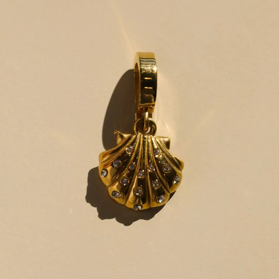 Gold CZ Shell Bikini Charm