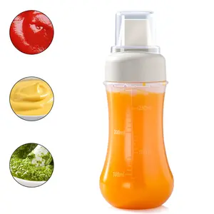 350ml 5-Hole Squeeze Condiment Bottle, Transparent Measuring Dispenser Bottle, Reusable Leakproof Container for Ketchup, Salad Dressing and Cooking Oil