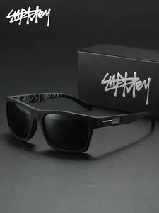 SUPKLEY Simple And Comfortable Sports Style Polarized Sunglasses PC Material Classic Square Frame Fashionable Decoration Driving/Hiking/Fishing TAC Lenses Anti UV Glare Reduction Brand Packaging Holiday Gifts