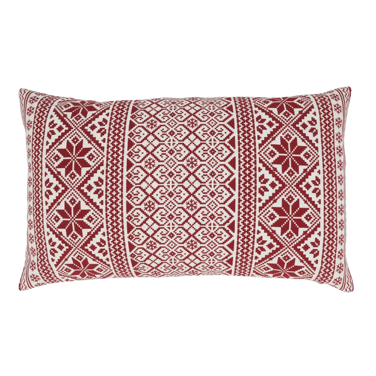 12 x 20 in. Cheerful Charm Christmas Pattern Oblong Down Filled Throw Pillow, Red