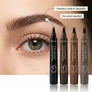 4-Tip Microblading Eyebrow & Beard Pencil – Waterproof Hair-Like Brow Pen for Natural Brows, Hairline & Beard