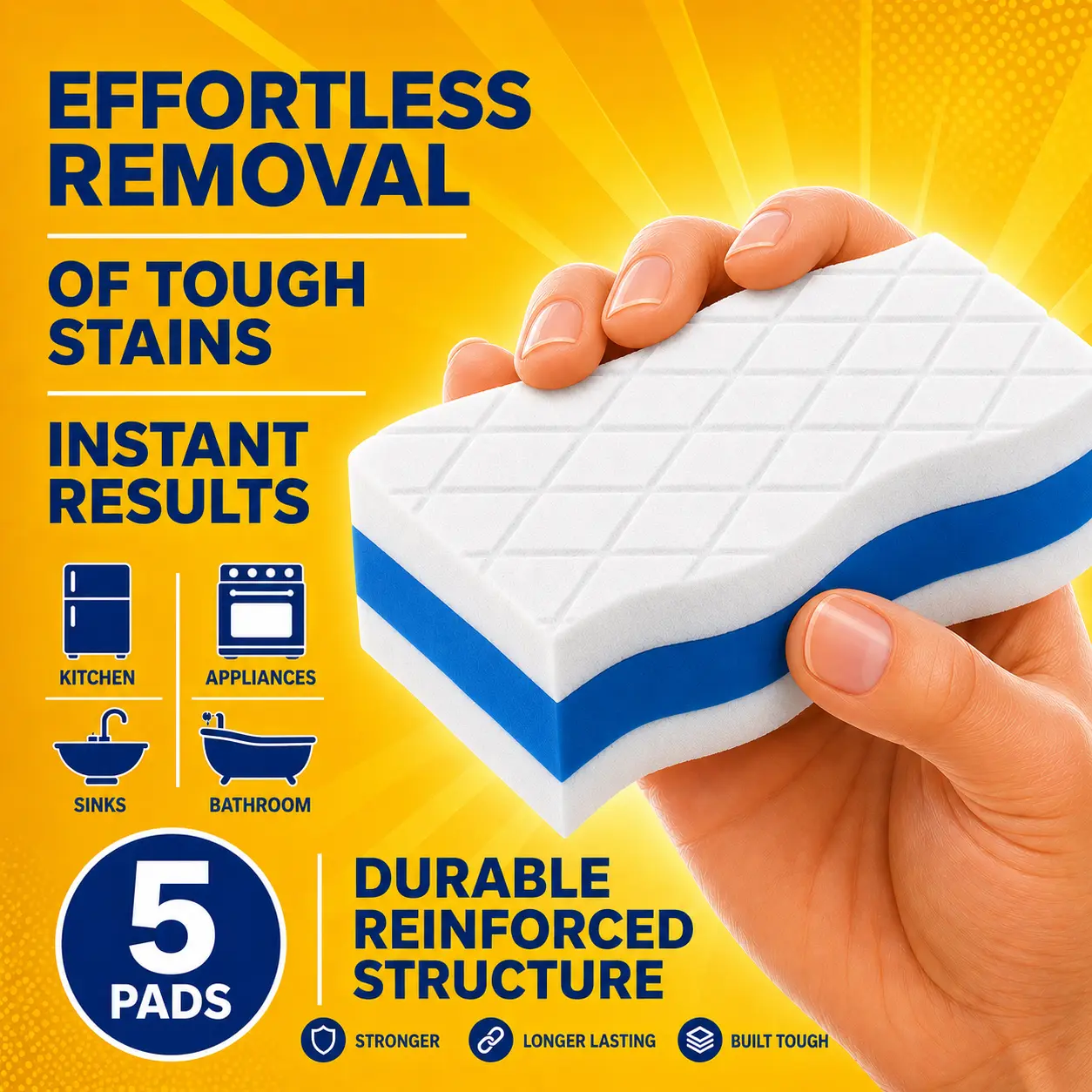 【DealsForYouDays】BioRobin Melamine Magic Eraser Sponge Pack - Extra Durable Dual Sided Square Scrubbing Pad, All-Purpose Sponges Scrubbers for Wall, Kitchen Household Cleaning, Home Care Supplies Scouring Pad, Scrubber Sponge