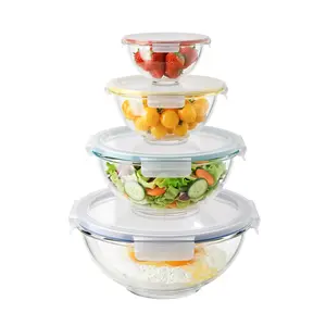 Mix & Store Glass Bowl Set - Tableware for Oven Use with Thermal Features and Versatile Storage Solutions