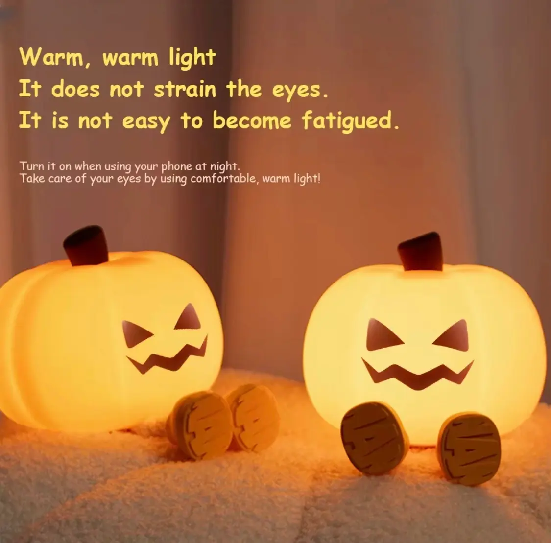 Silicone Pumpkin Night Light - 3-Level Dimmable Touch Control USB Mobile Light, Cute Decor for Nursery, Breastfeeding for Babies