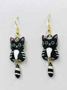 black Cat wagging tail earrings
