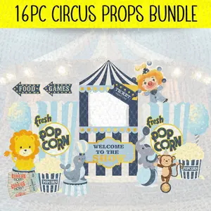 16PC Circus & Carnival Party Props Bundle | Coroplast Standees