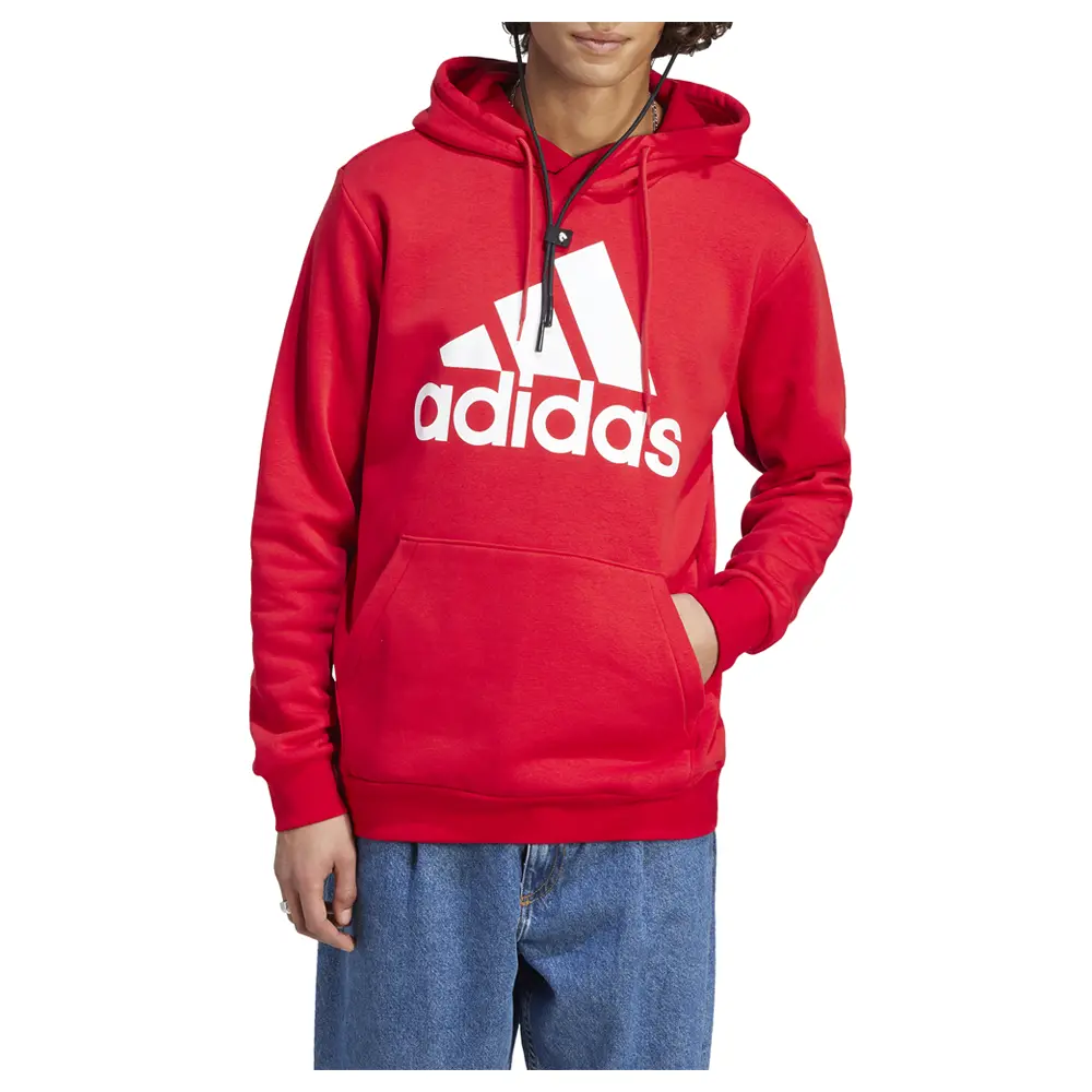 adidas Mens Essentials Fleece Logo Hoodie Casual Outerwear Casual - Red