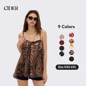 Cider Chiffon Leopard Bowknot Oversized Mini Nightdress