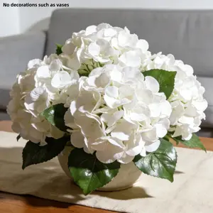 3 large diameter simulated hydrangea flowers, single stem realistic hydrangea flowers, 54cm simulated tactile latex hydrangea flowers, artificial decorative flower decoration for weddings, parties, offices, and homes