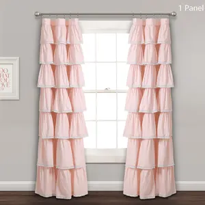Lush Decor Lace Ruffle Single Window Curtain Panel  - Sold Individually - 52"W x 84"L - Soft Fabric, Elegant Ruffle Detail, Perfect for Home Decor