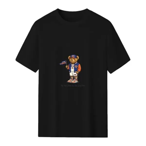 Unisex cotton short sleeve tee soft breathable crew neck relaxed fit streetwear basketball teddy bear Knicks jersey flag sneakers small chest single side print graphic tee, men’s graphic tees,trendy t-shirts,graphic t shirt deals,casual summer streetwear