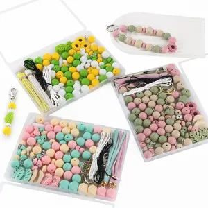 Silicone Bead Kit, DIY Beading Kit with Storage Box, DIY Jewelry Making Supplies for Bracelet Necklace Earrings Pendant
