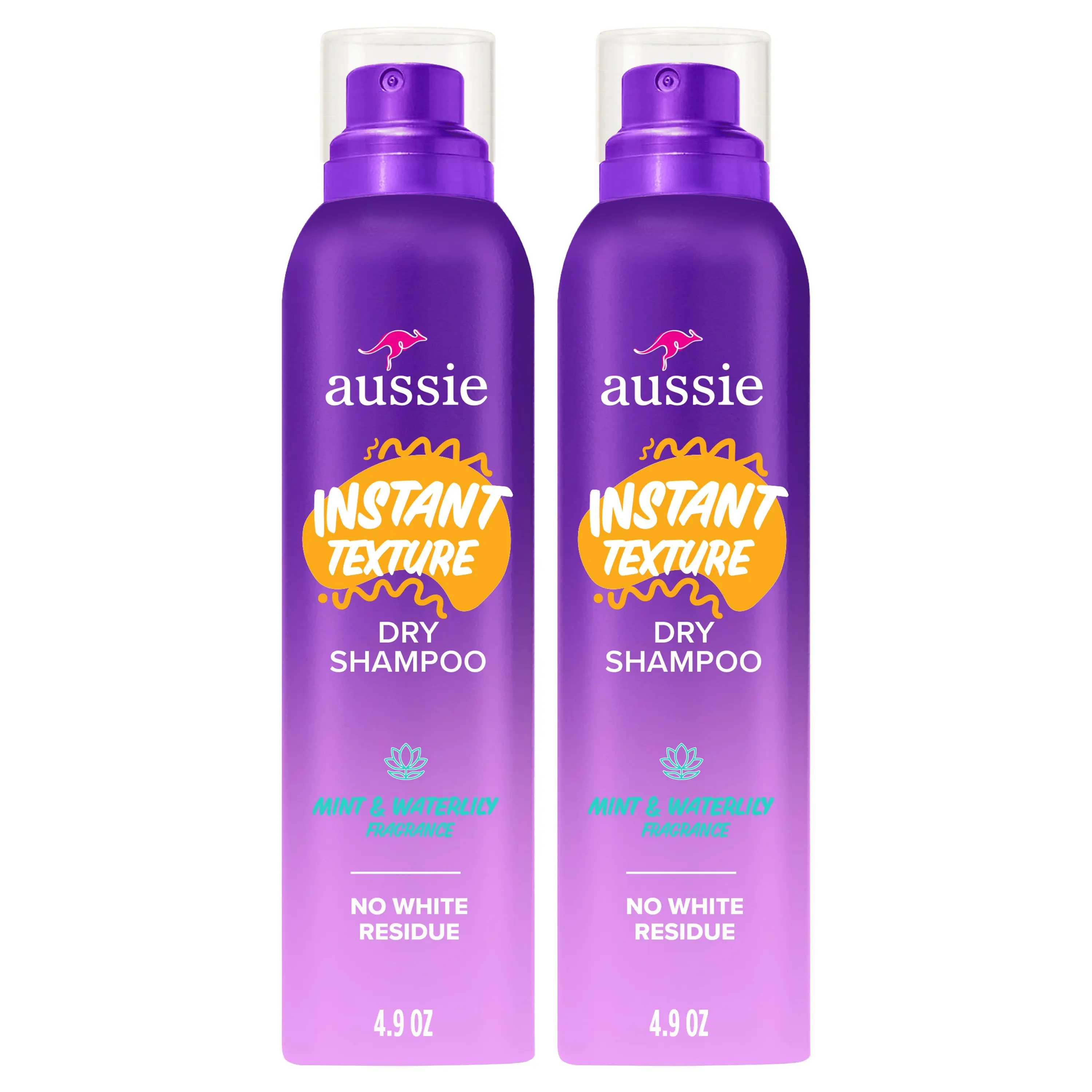 Aussie Instant Texture Dry Shampoo, Clean Texture, Talc-Free, Butane-Free, for Straight, Wavy and Curly Hair, 4.9oz (2 pack)
