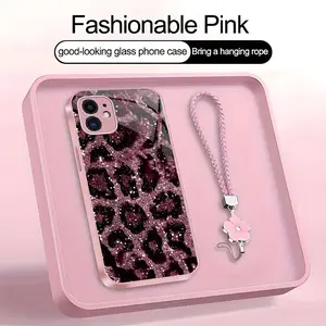 Suitable for [iPhone 11] high-end women's phone case，a beautiful four-leaf clover lanyard is included🥰,simple yet sophisticated leopard print design, affordable price, available in multiple colors YM99
