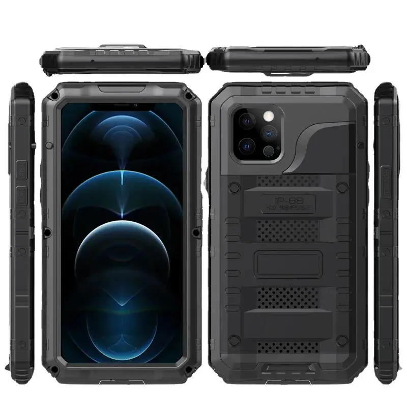 for IPhone 17 16 15 14 Plus 13 12 11 Pro Max Senior Metal Shockproof Anti-Drop IP68 Waterproof Case Cover Screen Protector