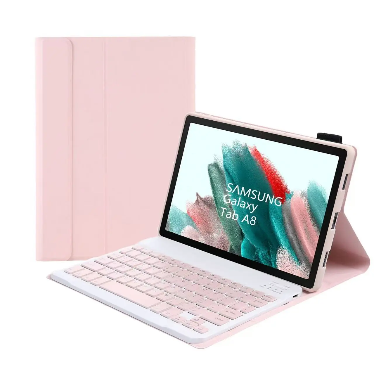 Portable Rechargeable Wireless Tablet Keyboard Case for Galaxy Tab A8 10.5 Inch Sm-X200 X205c, Auto Wake/sleep, USB Charging Leather Cover, Tech Accessories