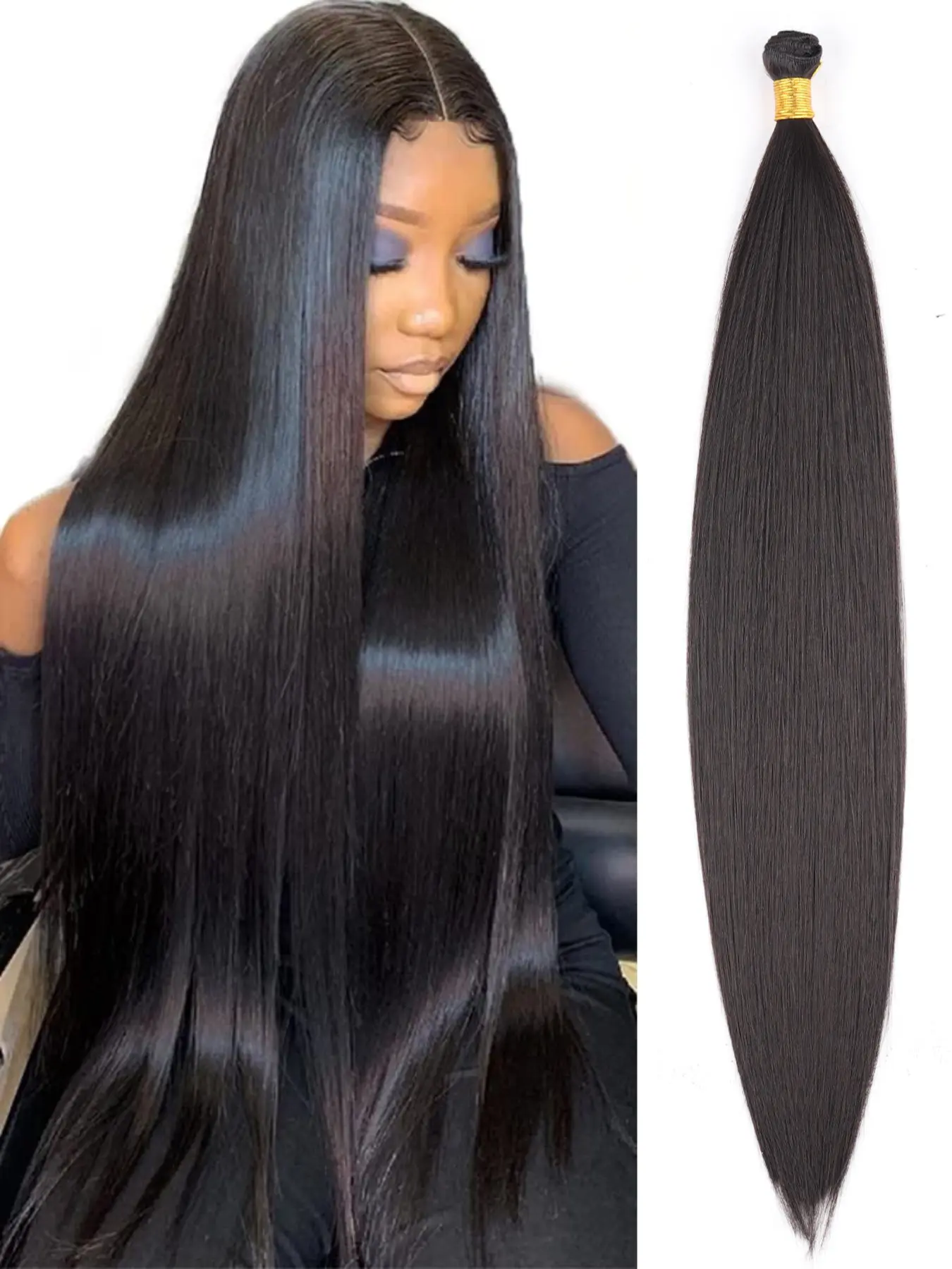 36 Inch Synthetic Straight Hair Extension, Single Bundle Clip-In Wig, Easy-To-Use Hairpiece for Stylish Looks, Perfect for Daily Wear, Best Extensions, Weave Extensions