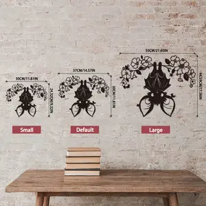 Charming Metal Bat and Flowers Wall Art - Cute Bat Sleeping on a Branch, Perfect for Garden Decoration, Halloween and Animal Lovers - Unique Gift Idea