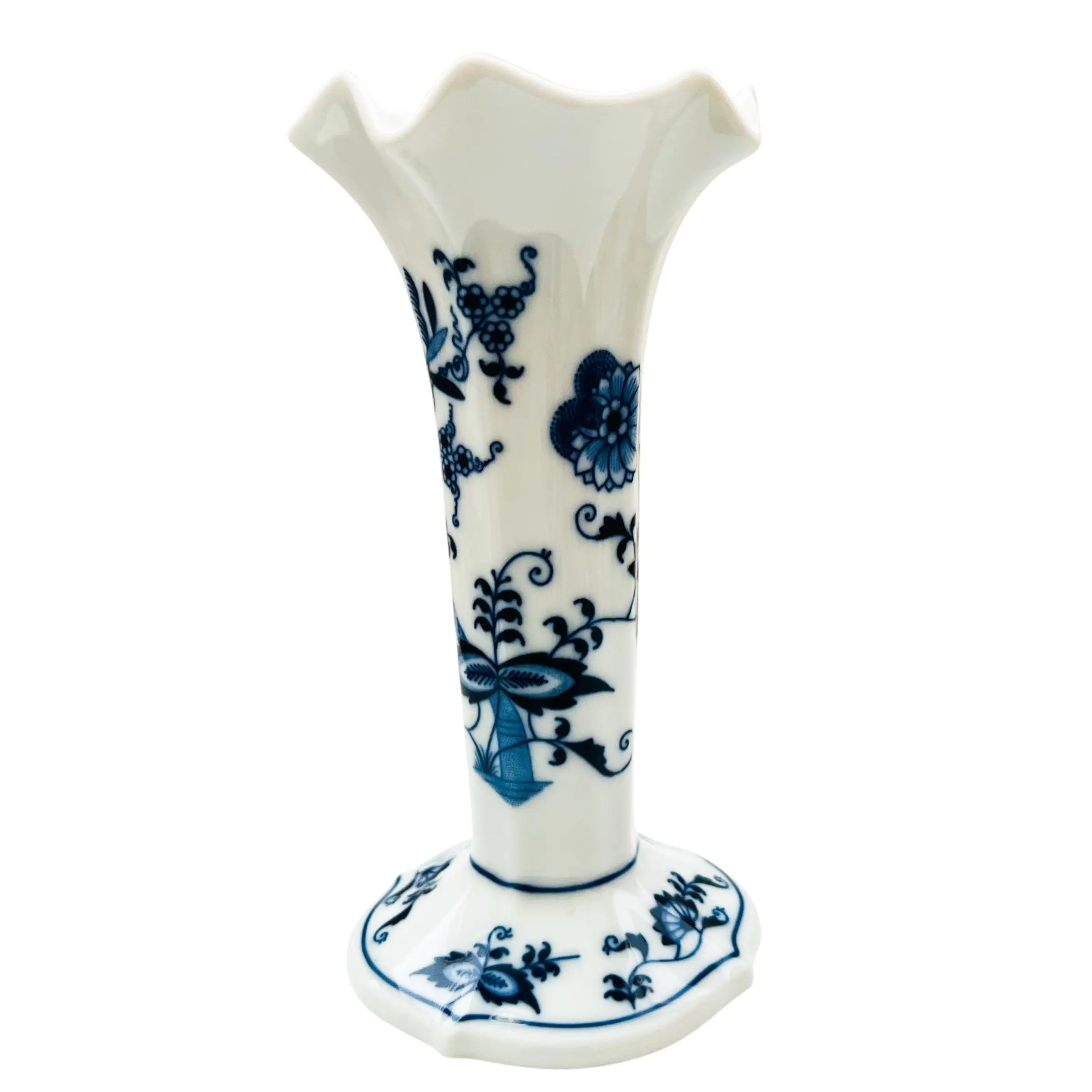 Vintage Danube JAPAN Blue and White Floral Vase