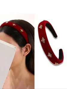 Elegant Velvet Hair Band with Bee Design, High-Quality Versatile Headband for New Year 2026, Stylish Hair Accessory, Headbands for Women