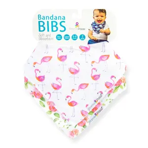 Primo Passi 2Pk Flamingos/Roses Bandana Bib for Babies