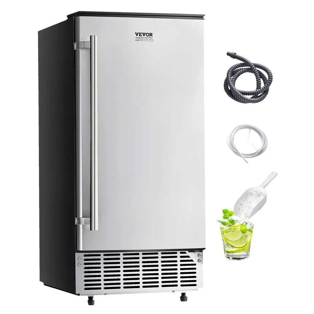 VEVOR Undercounter Built-in Ice Maker,  80 Lbs/Day Under Counter Ice Maker Machine with Reversible Door Stainless Steel, Freestanding Ice Maker for Commercial Home Kitchen, Electric Drainage