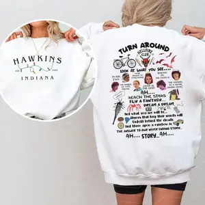 Retro Stranger Things double-sided Christmas shirt, Hawkins Sportswear, Christmas item icon sportswear, movie quote shirt — GARMENTARY