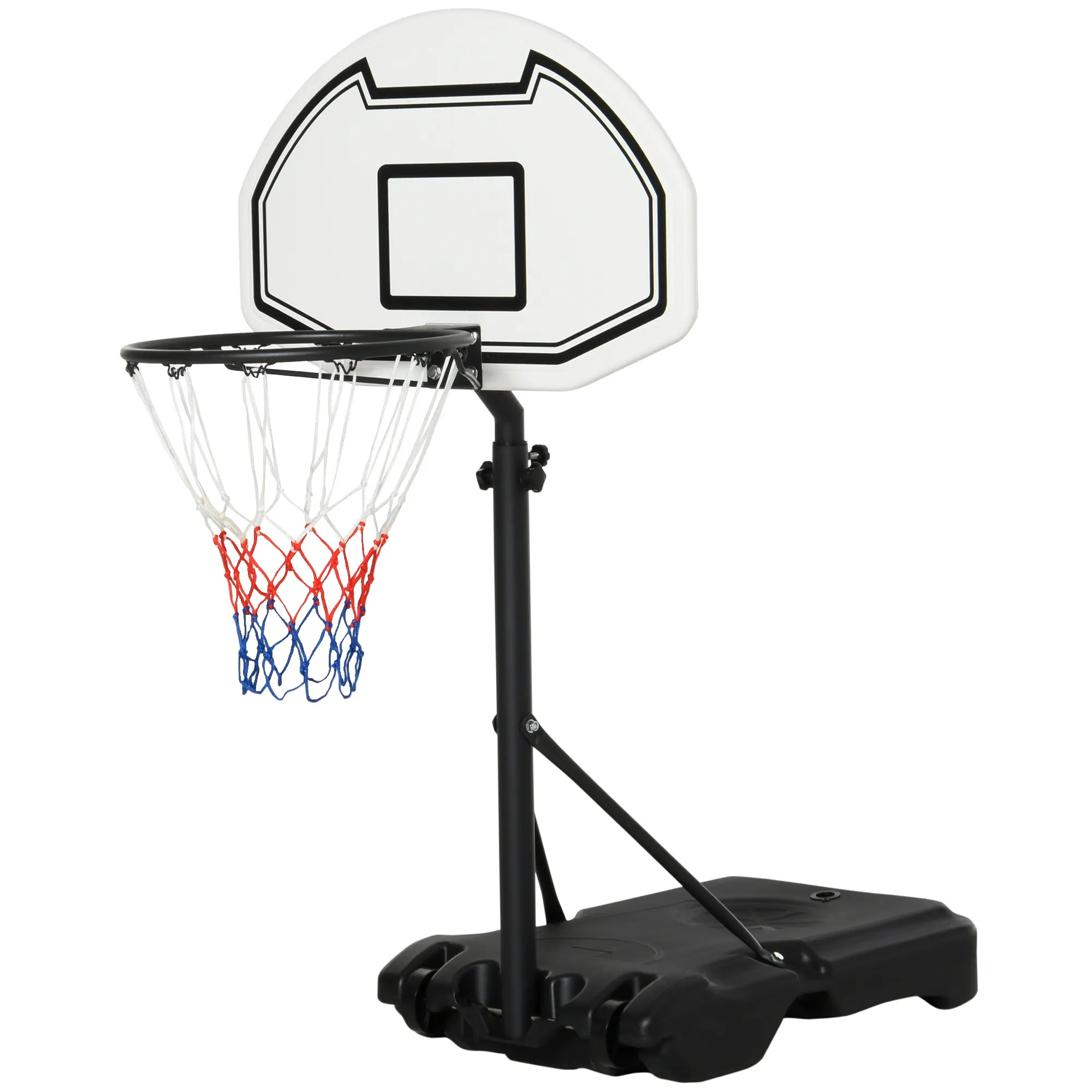 Adjustable Height Basketball Hoop and Stand, 37”-48.4” Basket Height Freestanding Basketball Goal with 52.2”-63.6” Overall Height, Heavy-Duty Steel Frame, Impact-Resistant PP Backboard & Nylon Net, Water-Resistant PE Fillable Base, Family Fun, All Ages