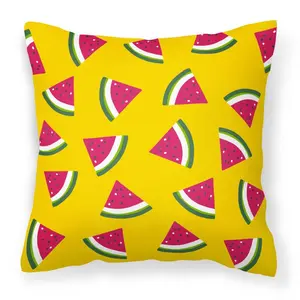 Carolines Treasures  Watermelon on Yellow Fabric Decorative Pillow - 14 x 3 x 14 in.