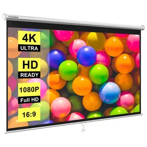 VIVOHOME Projector Screen Pull Down, 16:9 80 Inch Retractable Projection Screen, HD 4K Manual Pull Movie Screen for Home Theater, Cinema, Office (70''W x 40''H Display Area)