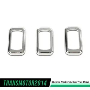 CROSSDESIGN 3Pcs Chrome Rocker Switch Trim Bezel, Vehicle Replacement Parts Fit For Peterbilt, Kenworth, Freightliner