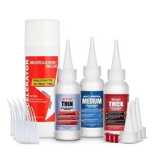 CA Glue with Activator Kit - Thin, Medium & Thick 2 oz Bottles with 6 oz Accelerator -  Cyanoacrylate Super Glue Bundle for Woodworking, Woodturning, Hobby Models Crafts &  Printing