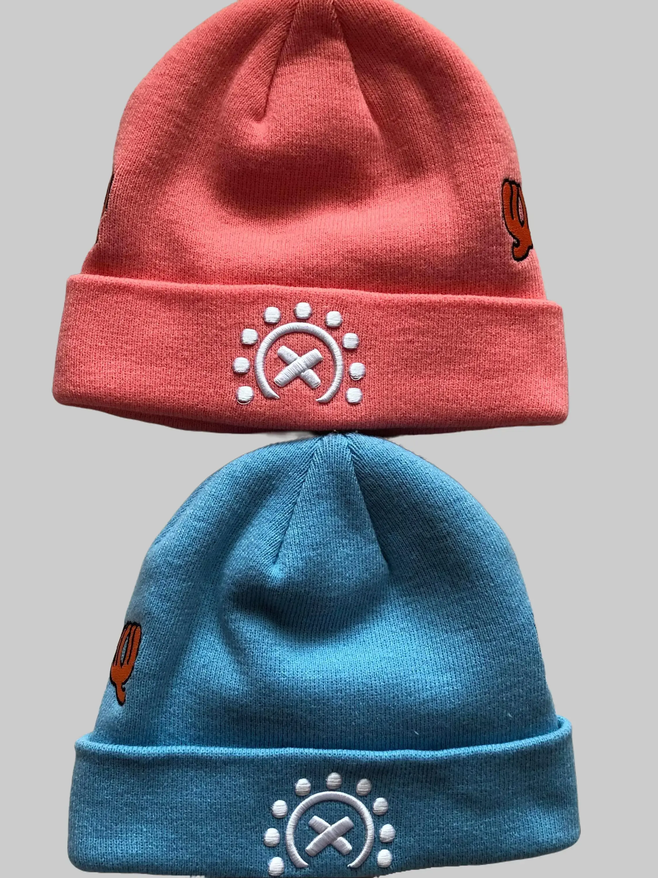 Horned Doctor Satin Lined Beanie - Anime Inspired Streetwear Winter Caps for men and Women, Pink and Blue Cuffed Beanies, Embroidered Designs Embroidery Hat Fashionable Hats